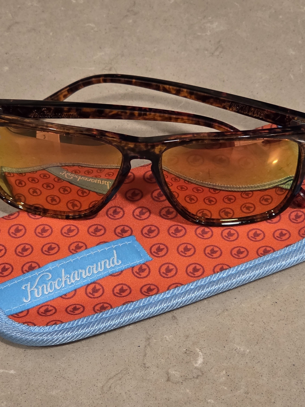 Knockaround Women's Tortoiseshell Polarized Sunglasses with Amber Lenses - Picture 7 of 9